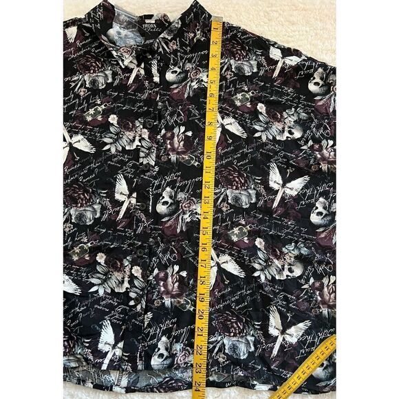 Dark Romance Script Boxy Girls Crop Woven Button-Up Plus Size 1 - Picture 6 of 10